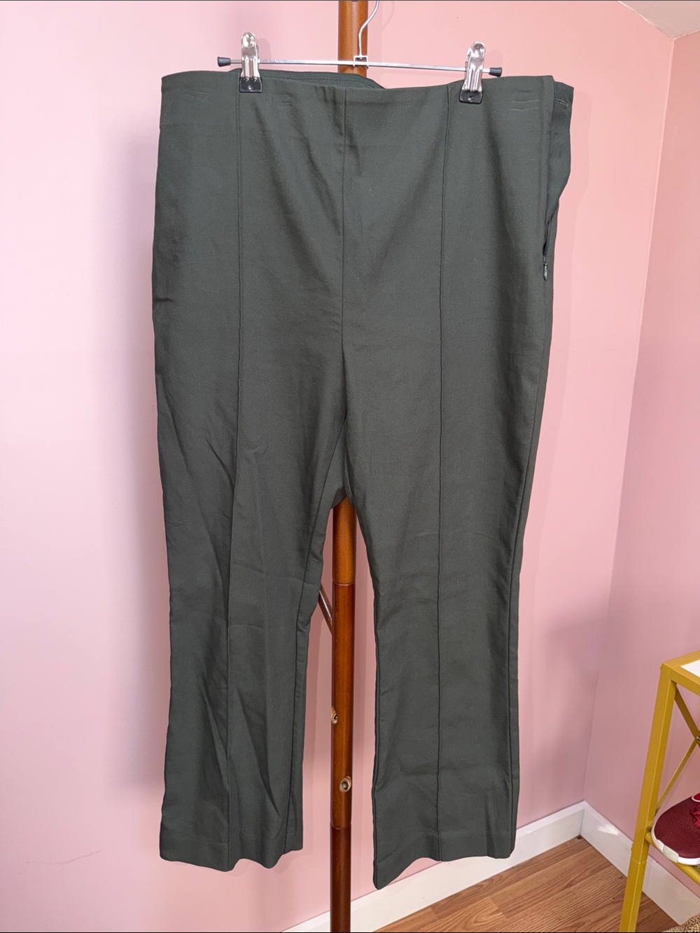 LOFT Olive Green High Waisted Straight Leg Women's Trousers